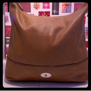 Vintage Fossil Cow Leather Large Brown Bag.